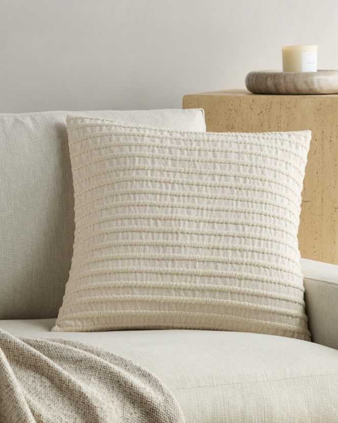 Natural Ribbed Wool Cotton Pillow Cover