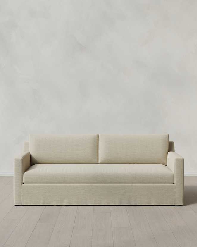 Sand Ellery Slipcover Sofa in Performance Linen