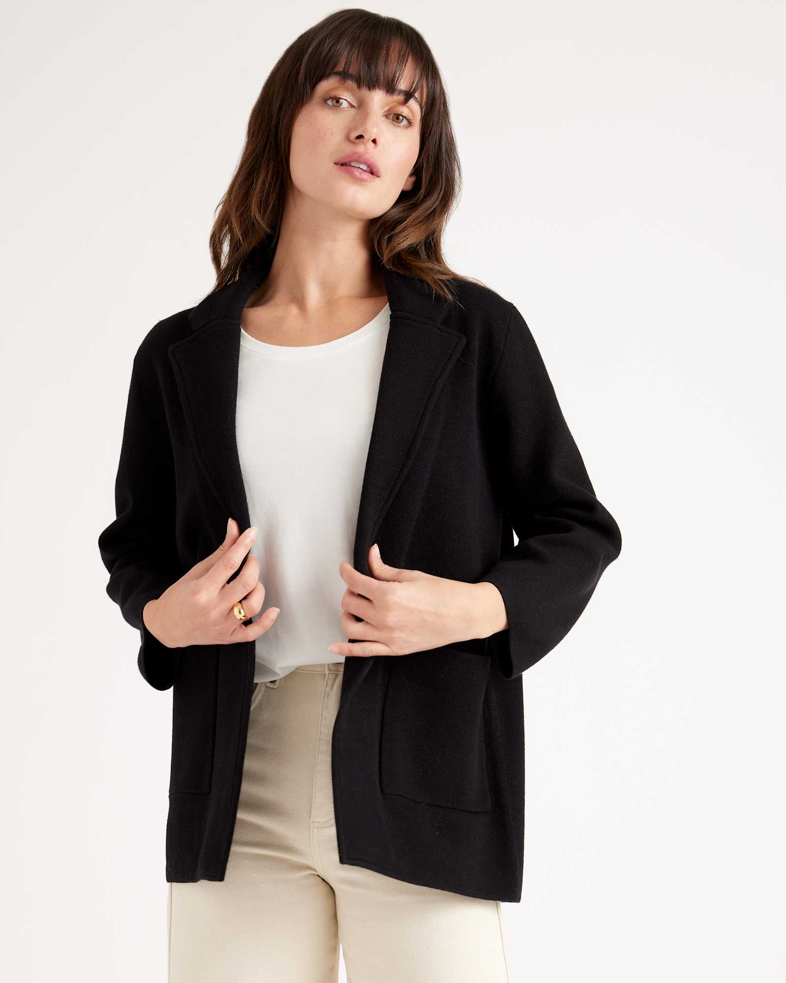 black 100% Organic Cotton Knit Blazer