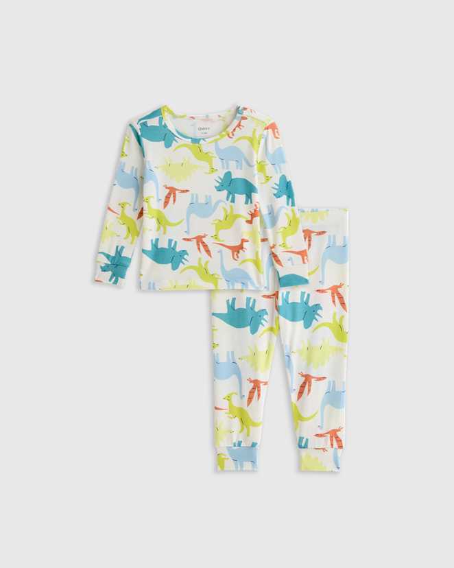 Colorful Dinos Bamboo Long Sleeve and Pant Pajama Set
