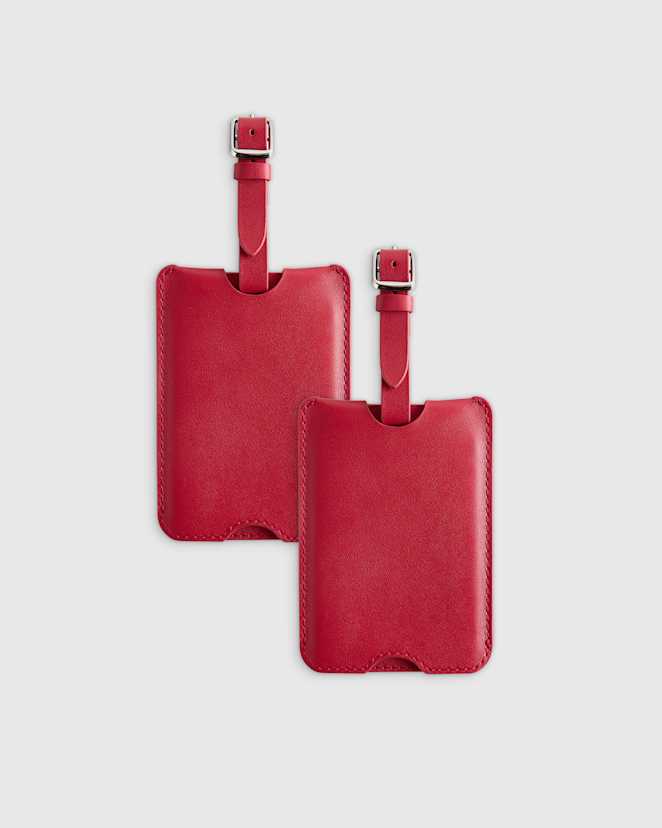 Cherry Red Nappa Leather Luggage Tag (2-Pack)