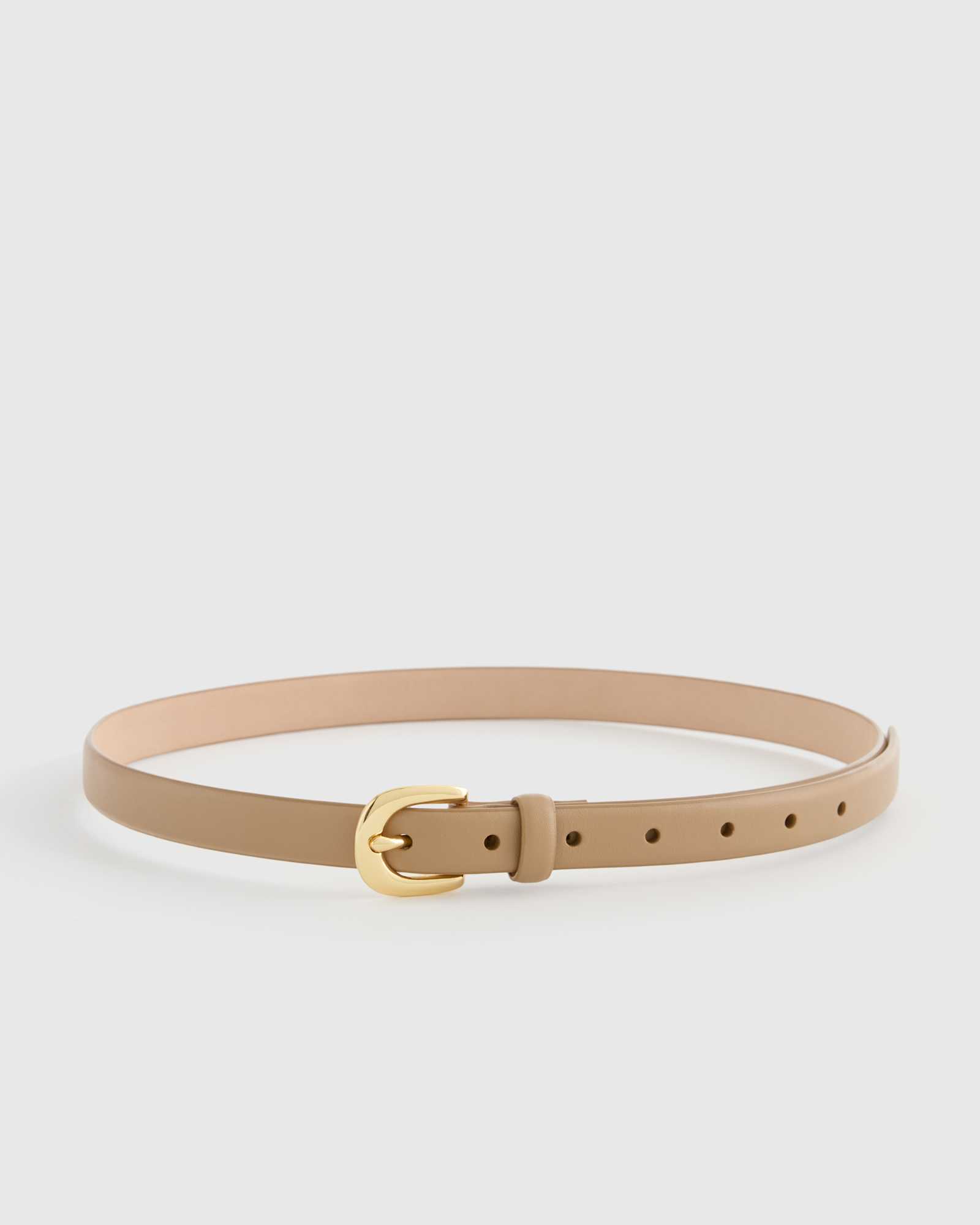 mushroom Sofia European Leather Skinny Belt