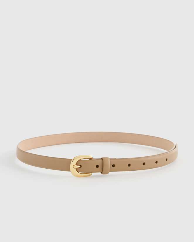 Mushroom Sofia European Leather Skinny Belt