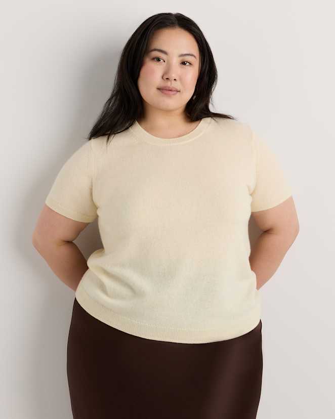 Pale Custard Yellow Mongolian Cashmere Tee