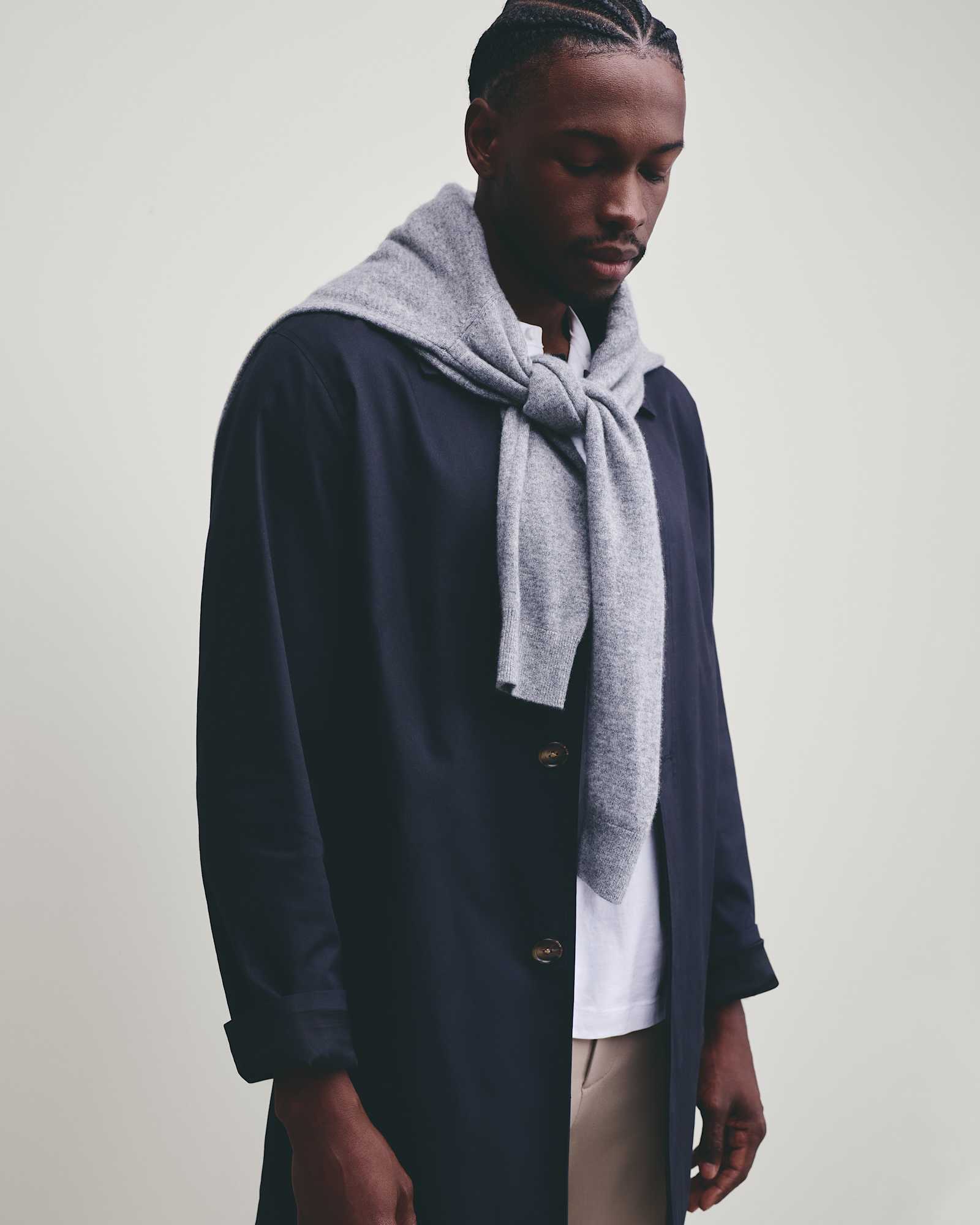 heather-grey Mongolian Cashmere Henley Sweater