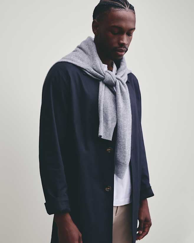 Heather Grey Mongolian Cashmere Henley Sweater