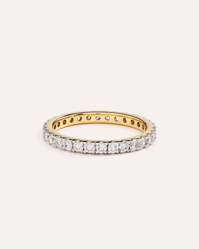Yellow Gold 14K Gold Lab Grown Diamond Pave Eternity Band - 1ctw