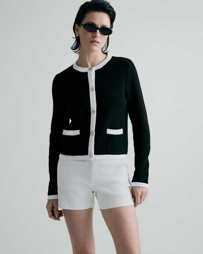 Black/Ivory Colorblock 100% Organic Cotton Sweater Jacket