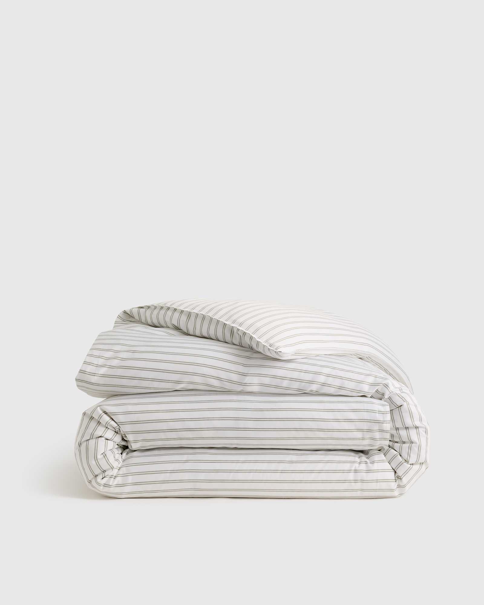 Double Stripe Sage Bamboo Stripe Duvet Cover