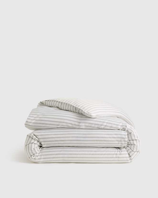 Double Stripe Sage Bamboo Duvet Cover