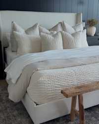 European Linen Cotton Stitch Quilt Set Natural Jennie Neathery 4x5