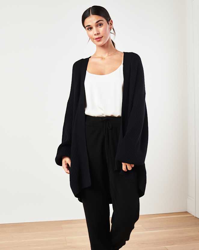 Black 100% Organic Cotton Oversized Cardigan
