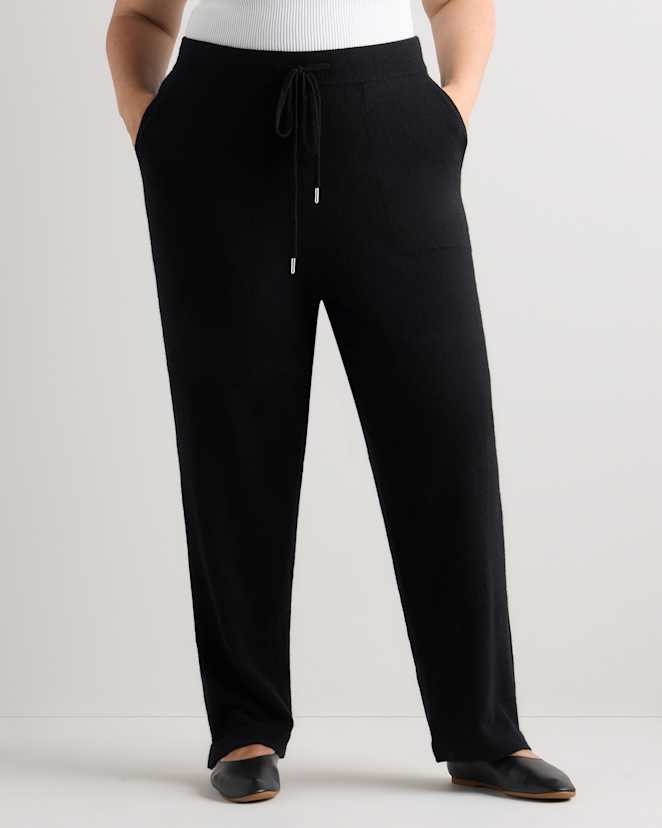 Black Mongolian Cashmere Straight Leg Pants
