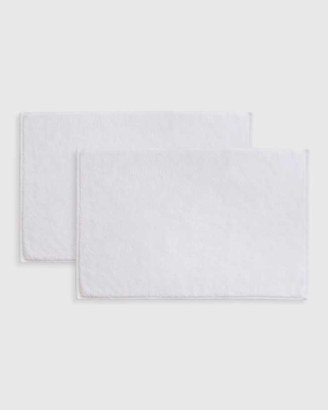 White Ribbed Quick Dry Bath Mat (Set of 2)