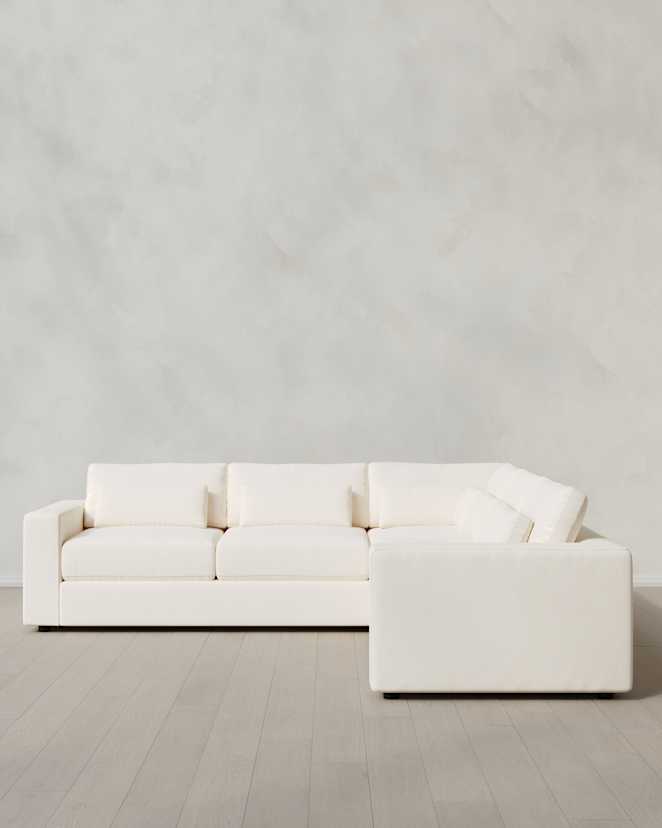 Marshmallow Ashford Deep Seat L Sectional in Performance Chenille Linen Blend