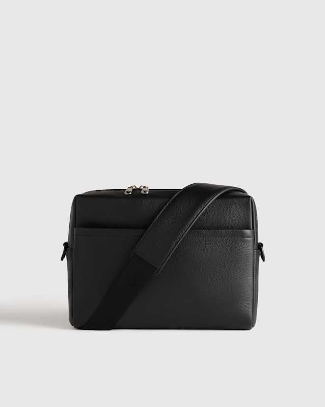 Black Excursion Italian Leather Crossbody Bag