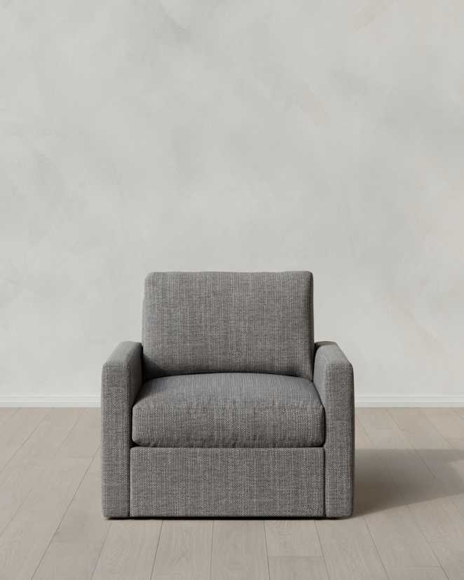 Slate Brennan Swivel Chair in Performance Chenille Linen Blend