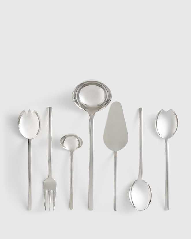 Polished Stainless Steel Due 7-Pc Serving Utensil Set by Mepra