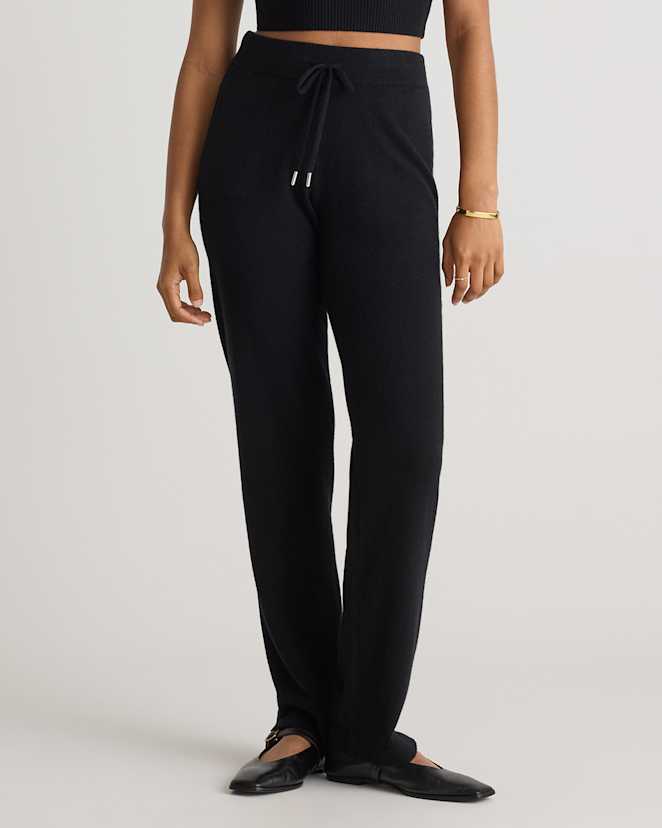 Black Mongolian Cashmere Straight Leg Pants