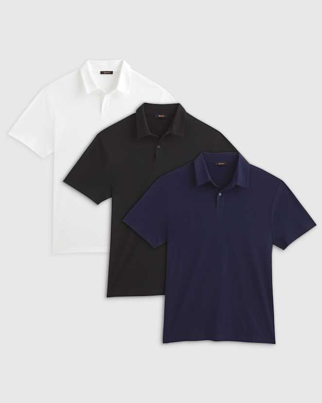 White 100% Pima Cotton Luxe Touch Polo 3 Pack Bundle