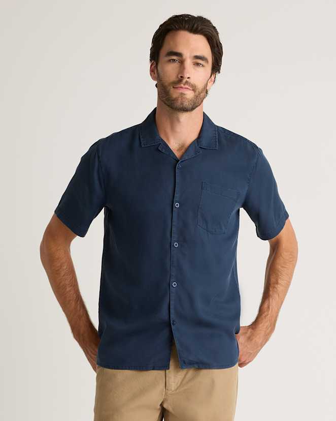 Midnight Blue Vintage Wash Tencel Camp Shirt