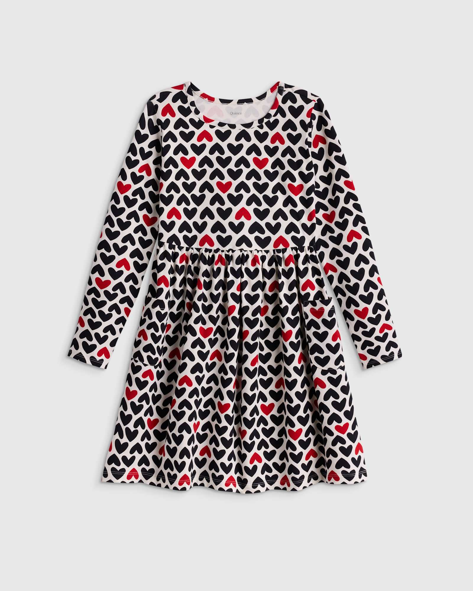 love-hearts Organic Cotton Long Sleeve Fit and Flare Pocket Dress