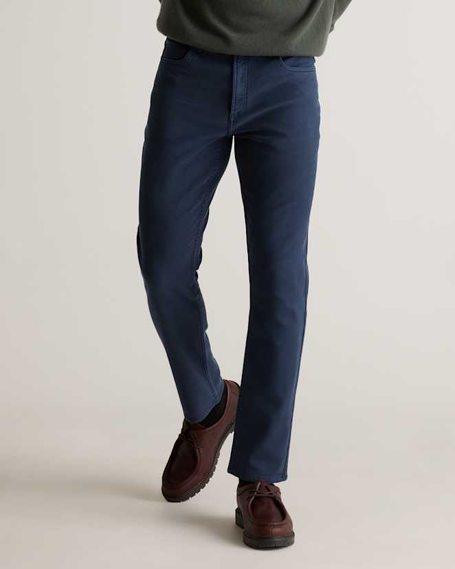 Deep Navy French Terry 5-Pocket Pants - Slim
