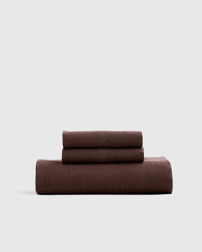 Espresso European Linen Fitted Sheet Set