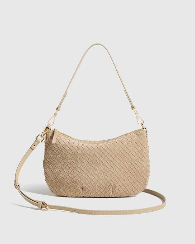 Sand Suede Handwoven Mini Shoulder Bag