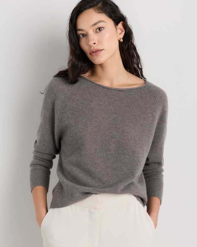 Elk Brown Mongolian Cashmere Boatneck Sweater