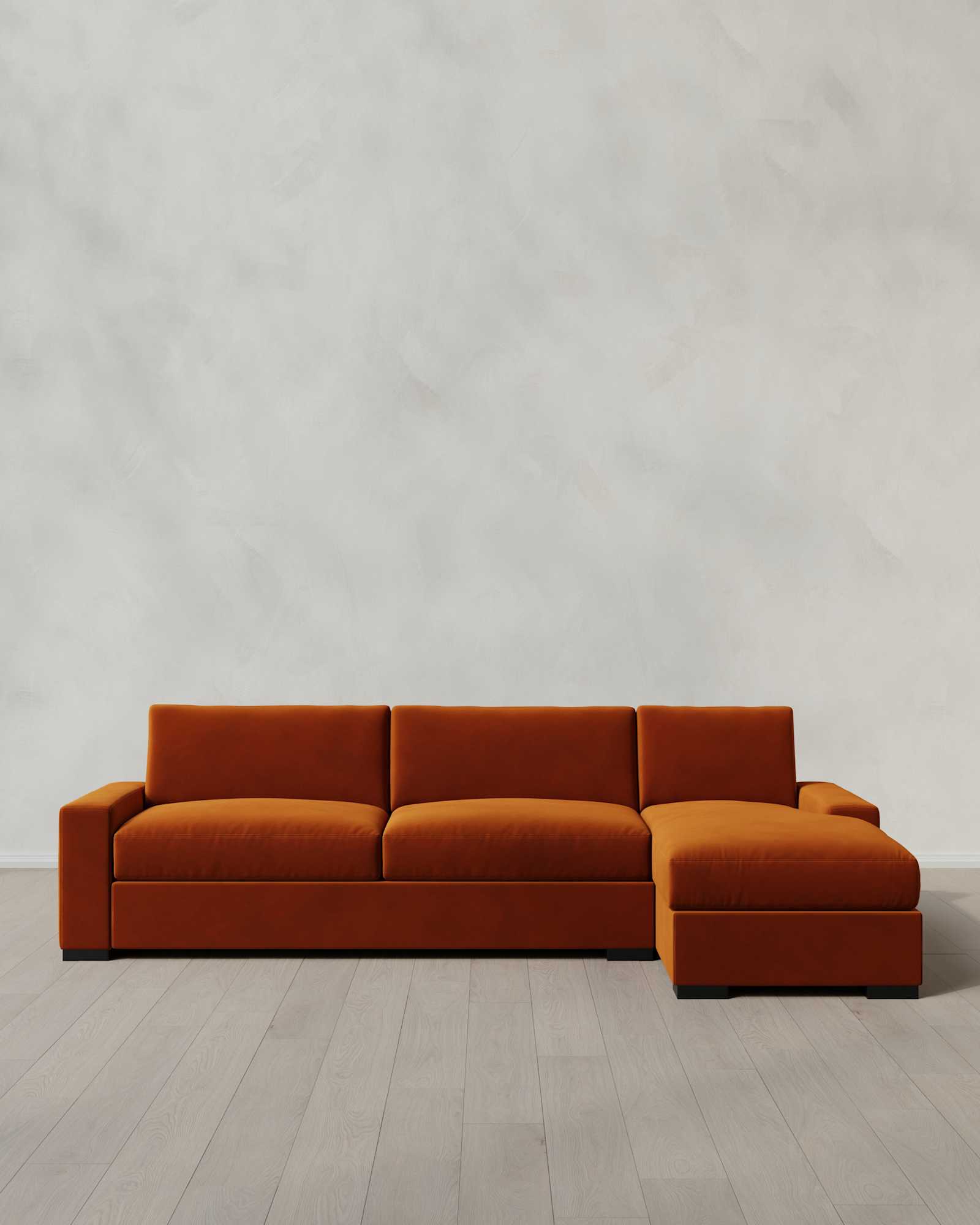 Rust Stillman Chaise Sectional in Performance Velvet