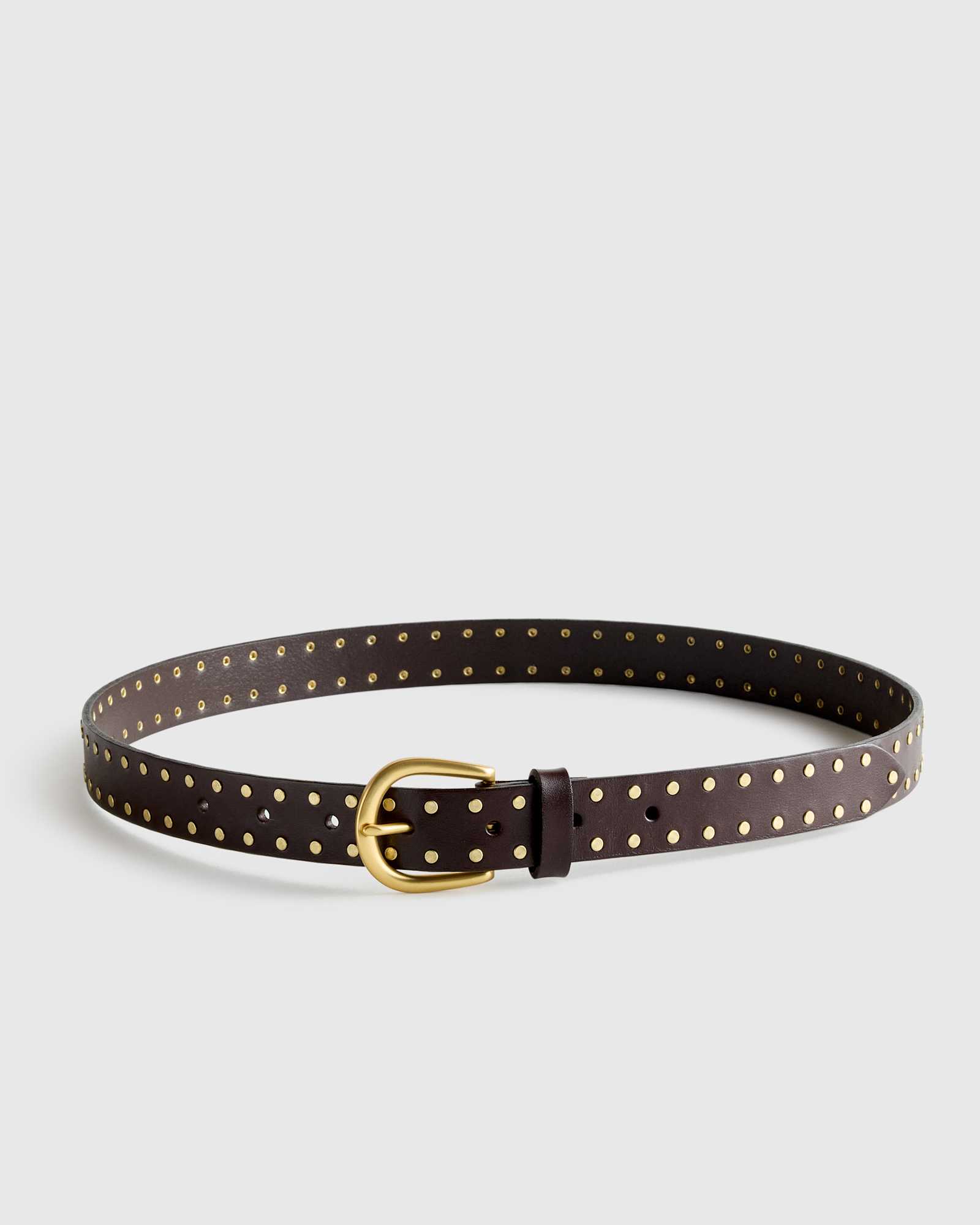 Espresso Brown Ellie European Leather Flat Stud Belt