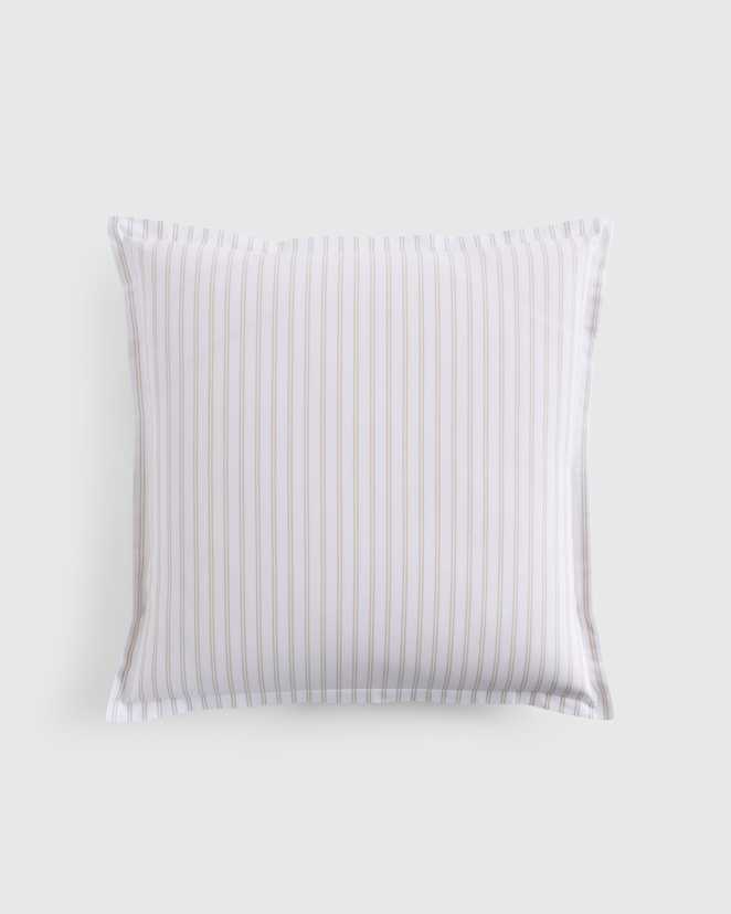 White/Toffee Organic Crisp Percale Double Stripe Euro Sham
