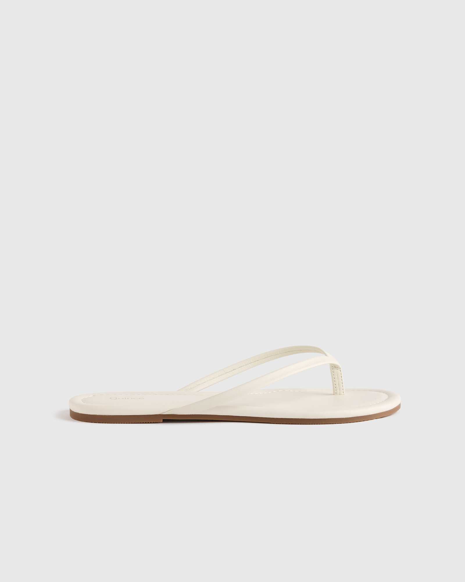 Bone Italian Leather Flip Flops