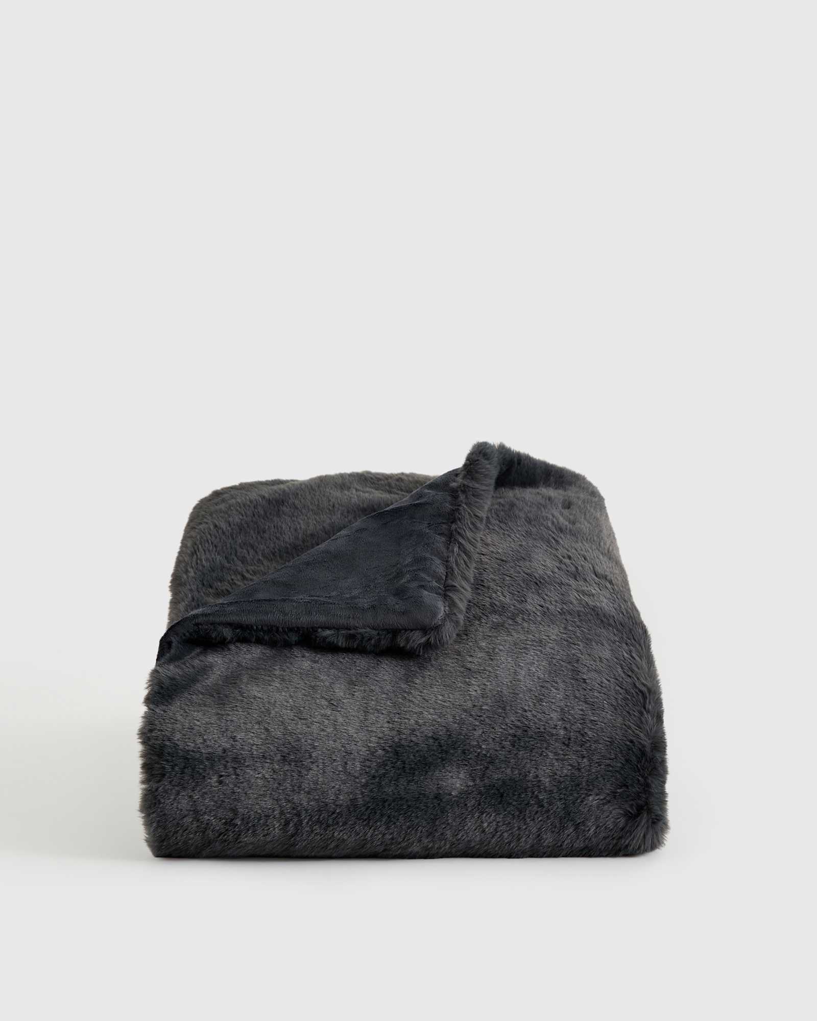slate Luxury Faux Fur Throw