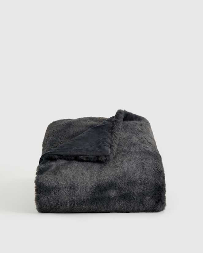 Slate Luxury Faux Fur Throw