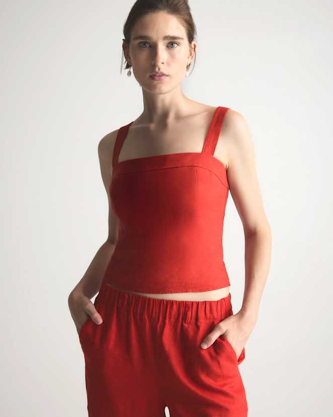 Chile 100% European Linen Fitted Tank