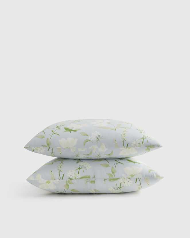 Blue Garden Organic Crisp Percale Sham Set