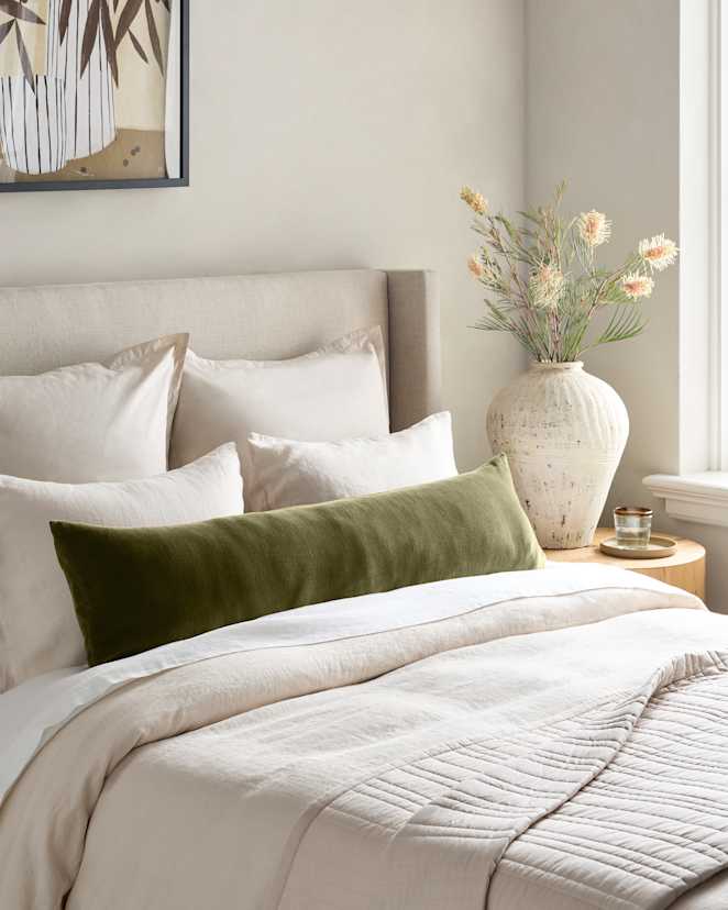 Moss Cotton Velvet Oversized Lumbar Pillow Cover