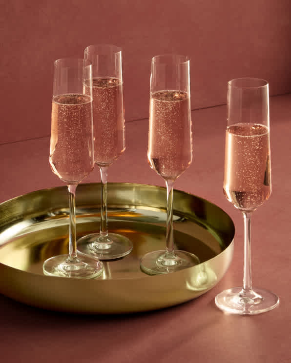 champagneflutes No Color Mouth Blown Champagne Flute (Set of 4)