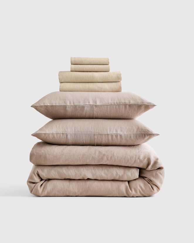 Toffee European Linen Deluxe Bedding Bundle