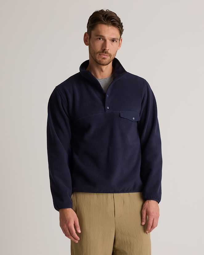 Deep Navy Polar Fleece Snap Pullover