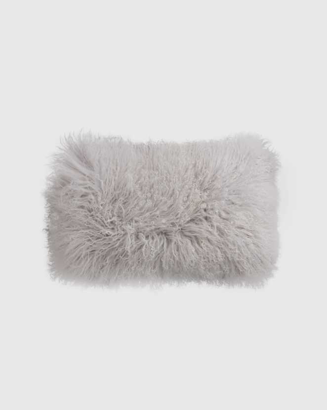 Silver Luxe Mongolian Lamb Lumbar Pillow Cover