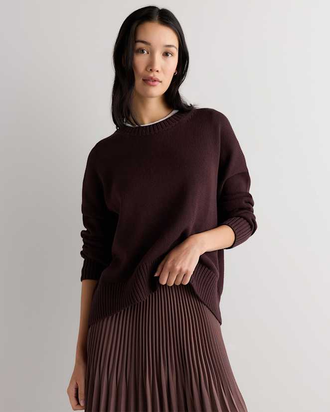Chocolate Plum Brown 100% Organic Cotton Boyfriend Crew Sweater