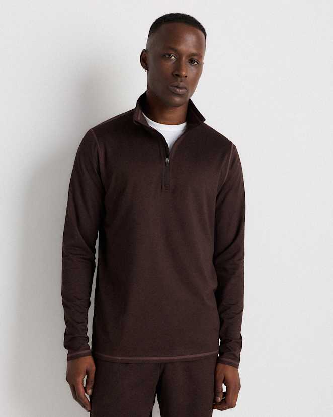 Heather Coffee Bean Brown Flowknit Performance Half-Zip