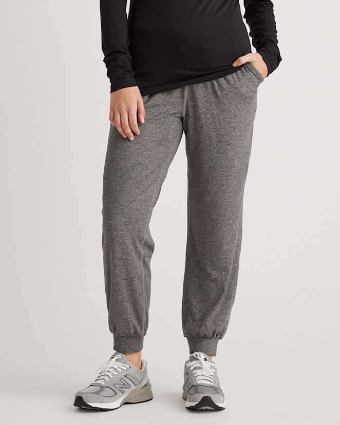 Heather Grey Flowknit High-Rise Boyfriend Joggers