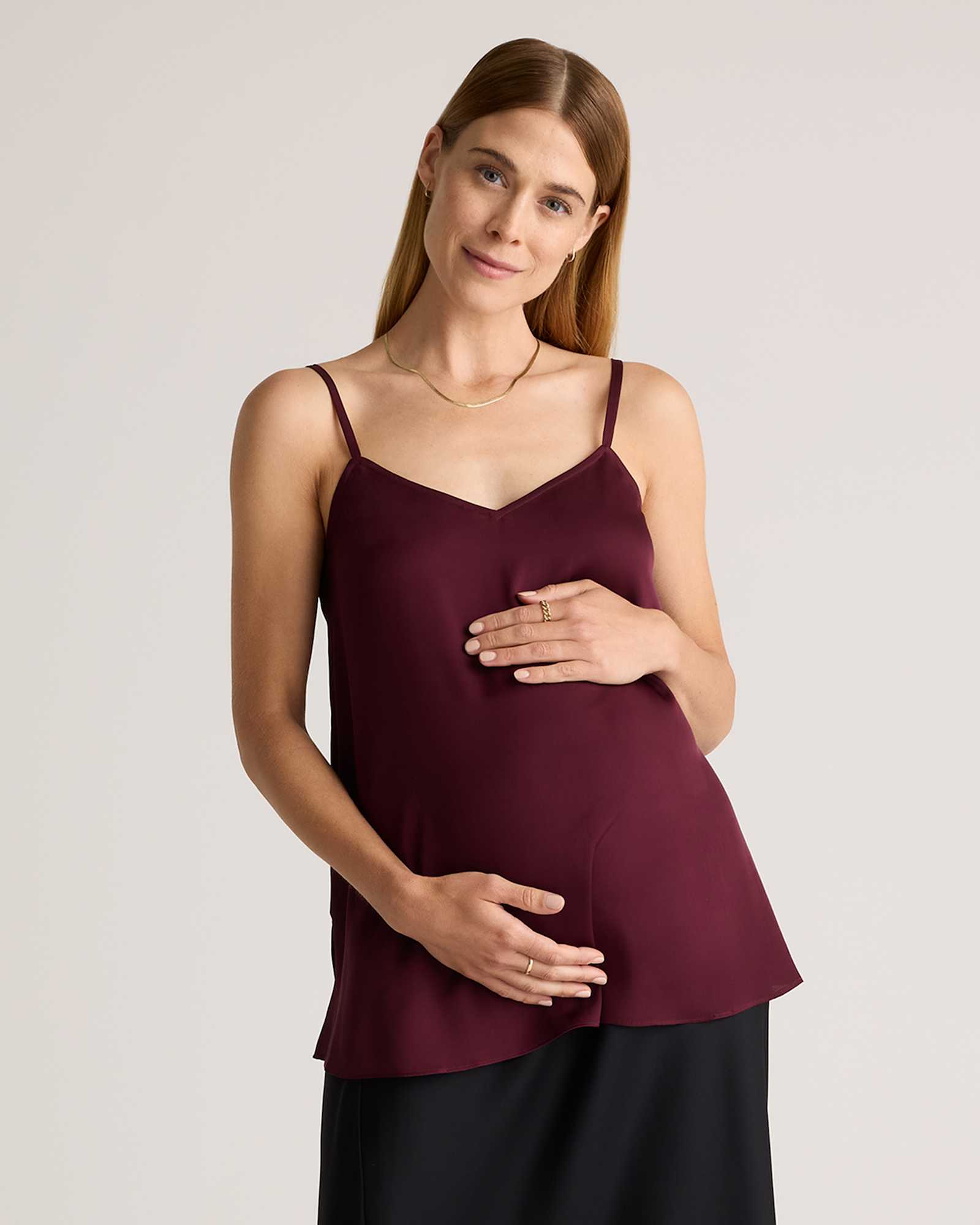 wine-tasting-red Washable Stretch Silk V-Neck Maternity Cami