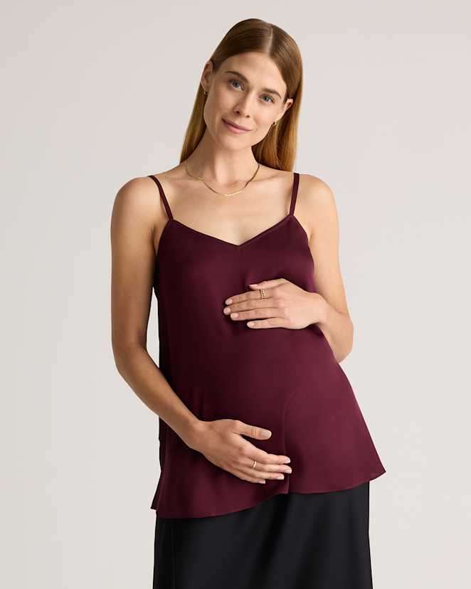 Wine Tasting Red Washable Stretch Silk V-Neck Maternity Cami