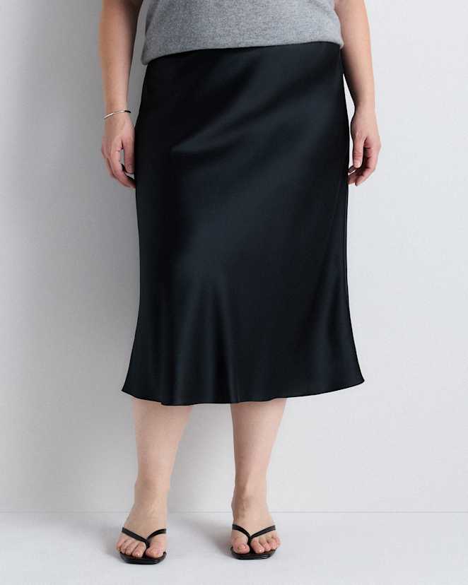 Black 100% Washable Silk Skirt