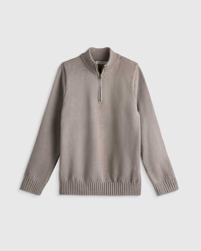 Grey Boys 100% Organic Cotton Quarter-Zip Sweater